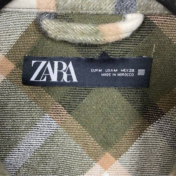 Zara Blogger Favorite Green&Beige Wool Blend Plaid Shacket Sz.M - Picture 7 of 15